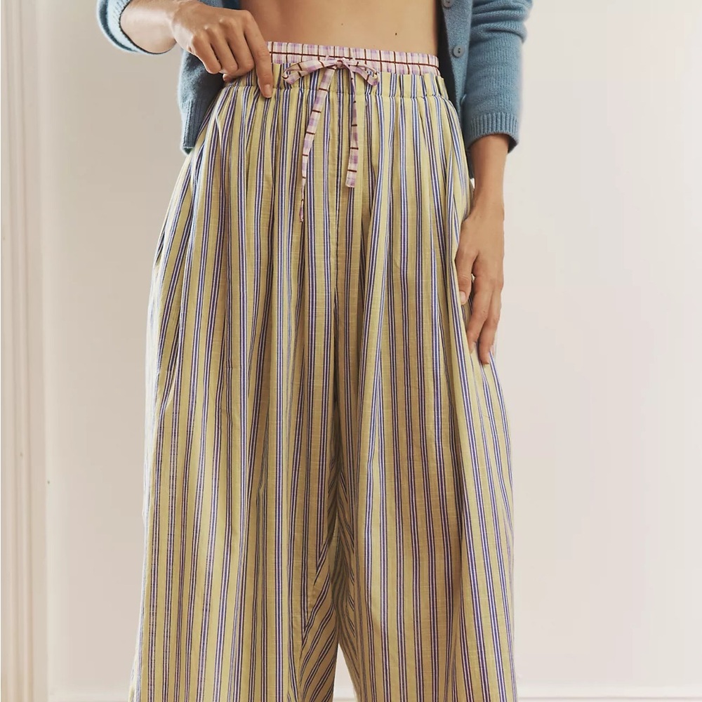 Anthropologie Mixed Stripe Wide-Leg Pants